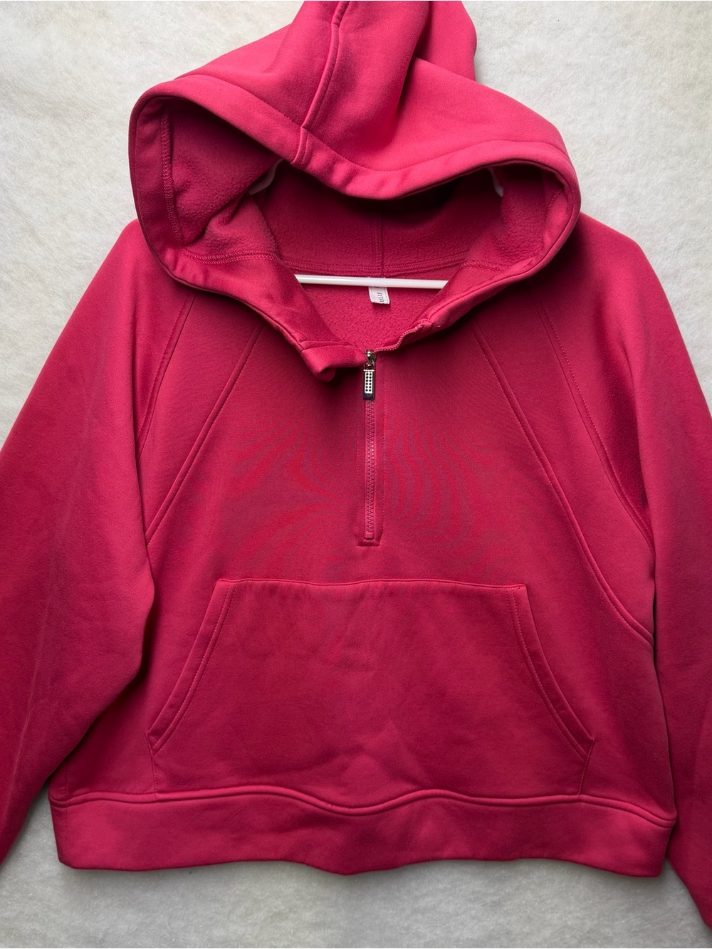 LASLULU Women’s Oversized Fleece Half Zip Hoodie Pink Crop Pullover XL